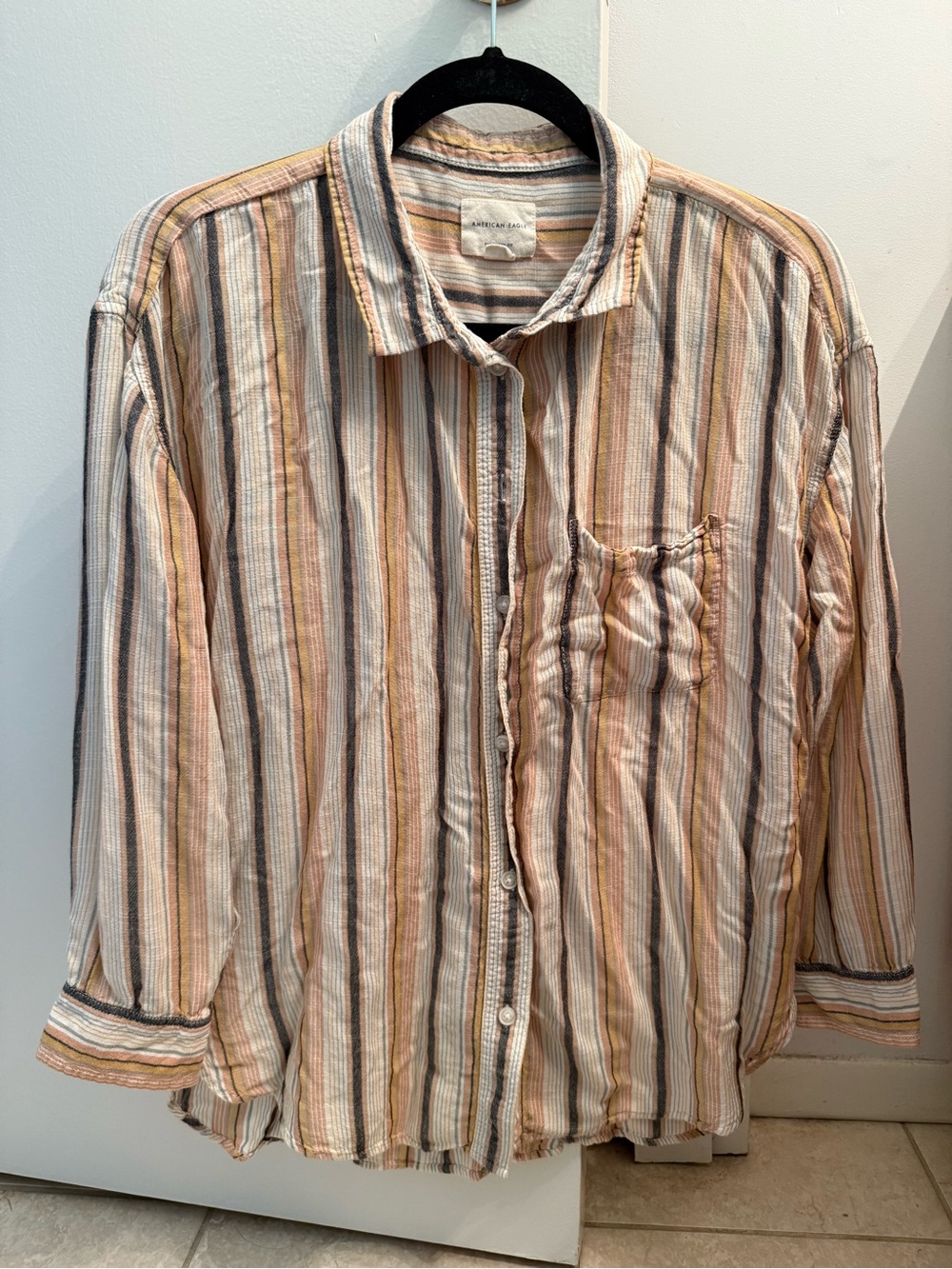 American Eagle Outfitters oversized fit striped button-up shirt